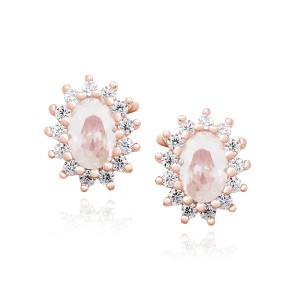 Cercei argint placati cu aur roz cu piatra roz DiAmanti Z1102ERG_MO-DIA (Argint 925‰ 2,1 g.)